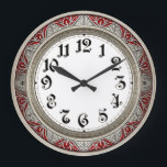Art Deco Elegant Red Wall Große Wanduhr<br><div class="desc">Great clock design. You will love it like others. Be free to use this design for other product you like or to customize and add your text. Follow me for more. Thank you. Have a nice day.</div>
