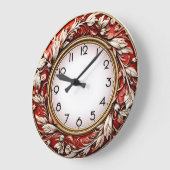 Art Deco Elegant Red Wall Große Wanduhr (Winkel)