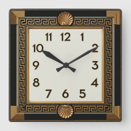 Art Deco Elegant Schwarz Quadratische Wanduhr