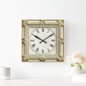 Art Deco Elegant White Quadratische Wanduhr (Zuhause)