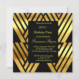 ART DECO Elegante 60. Geburtstagsparty Gold im Grü Einladung