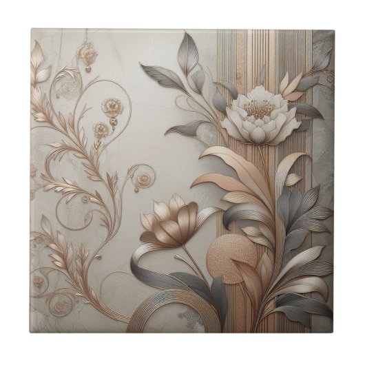 Art Deco: Elegante Botanicals und geometrische Lux Fliese (Vorderseite)