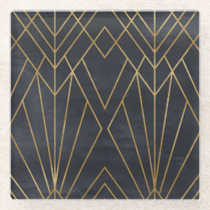 Art Deco Elegante: Geometrischer Glamour Glasuntersetzer