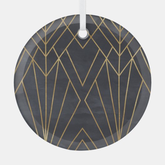 Art Deco Elegante: Geometrischer Glamour Ornament Aus Glas (Vorderseite)