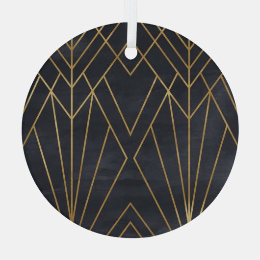 Art Deco Elegante: Geometrischer Glamour Ornament Aus Glas (Rückseite)