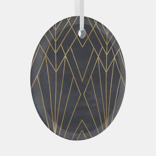 Art Deco Elegante: Geometrischer Glamour Ornament Aus Glas (Vorderseite Rechts)