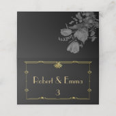 Art Deco Elegante Hochzeitstisch Platzkarte (Außenseite Aufgefaltet)