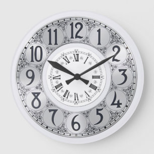 Art-Deco Elegante Imitat Stilfserjoch Große Wanduhr