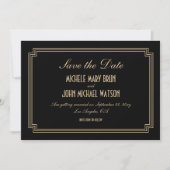 Art Deco Elegante Klassisches Schwarzes Meer Save  The Date (Vorderseite)