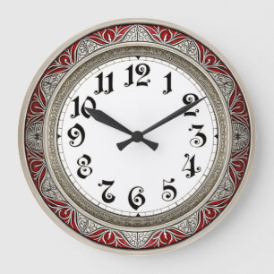 Art Deco Elegante Rote Wand Große Wanduhr