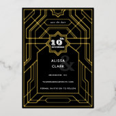 Art Deco Elegante Save the Date Folieneinladung (Vorderseite)