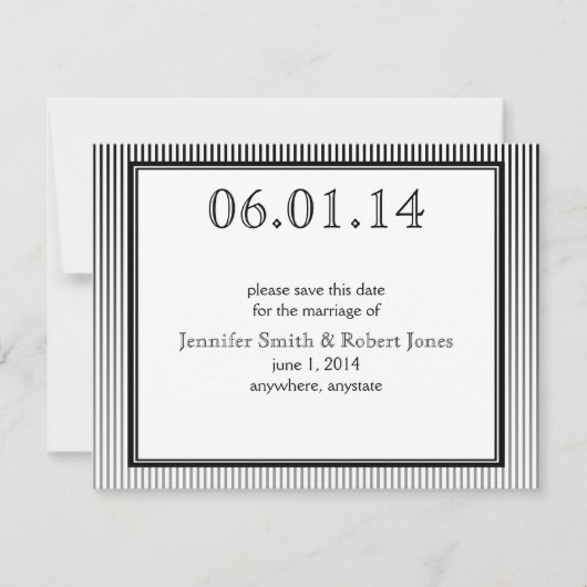 Art Deco Elegante Schwarz und Weiß Save the Date (Vorderseite)