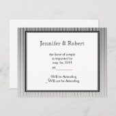 Art Deco Elegante Schwarz-Weiß-Streifen RSVP Karte (Vorne/Hinten)