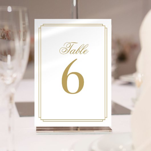 Art Deco Elegante Tischnummer Gold