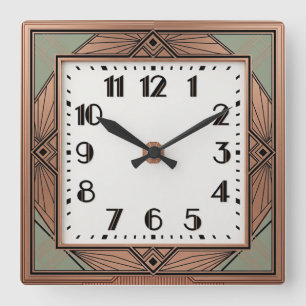 Art Deco Elegantes Rosa Quadratische Wanduhr