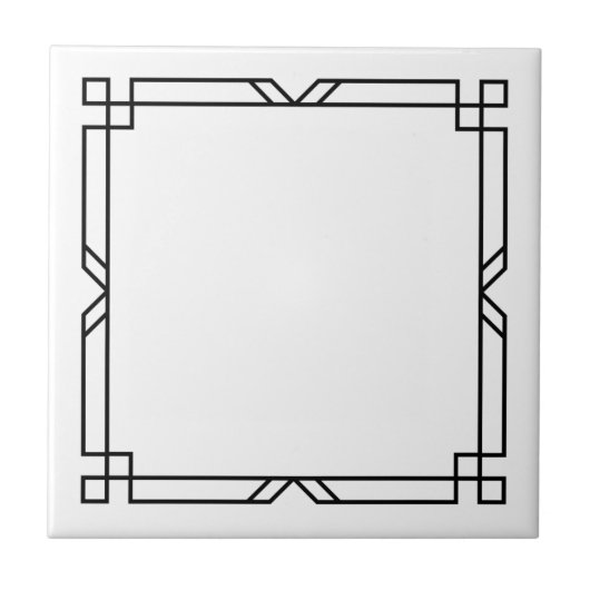 Art Deco Elegantes, schlichtes Schwarz in Weiß Fliese (Vorderseite)
