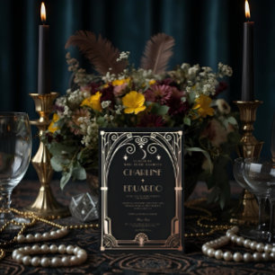 Art Deco Elegantes Schwarz-Gold 20er Klassische Ho Folieneinladung