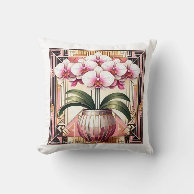 Art Deco Eleganz Orchidee Kissen (Vorderseite)