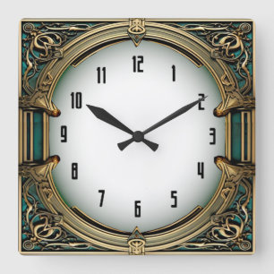 Art Deco Eleganz Quadratische Wanduhr