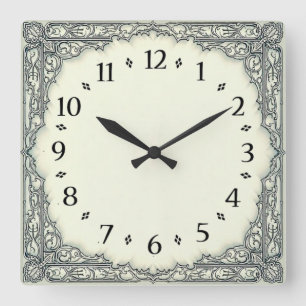 Art Deco Eleganz Quadratische Wanduhr