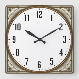 Art Deco Eleganz Quadratische Wanduhr