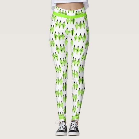 Art Deco-Element in hellgrünen Leggings (Vorderseite)