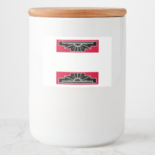 Art Deco-Element in rotem Lebensmittel-Label Lebensmitteletikett