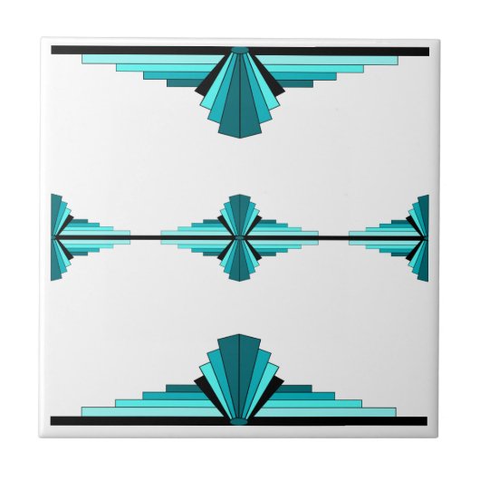 Art Deco-Elemente in Blaugrün Fliese (Vorderseite)