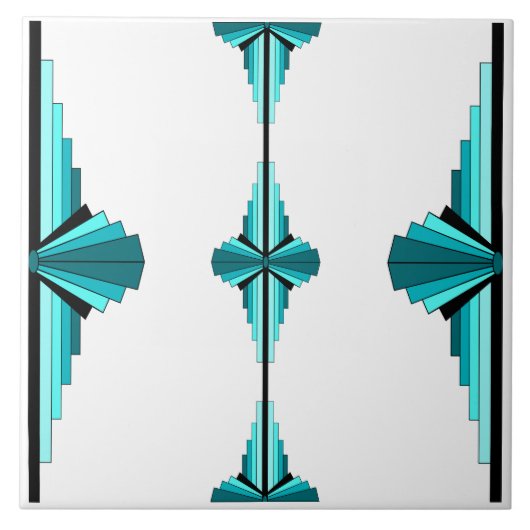 Art Deco-Elemente in Blaugrün Fliese (Vorderseite)