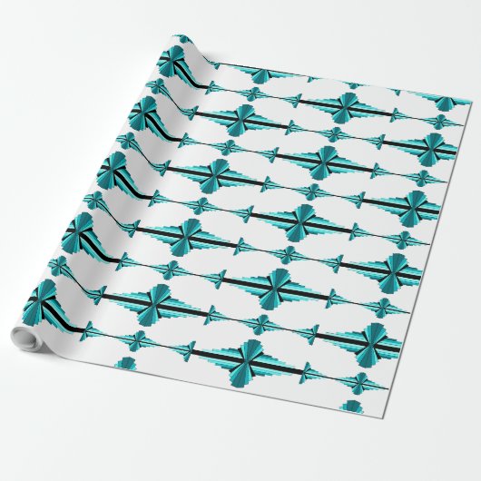 Art Deco-Elemente in Blaugrün Geschenkpapier (Ungerollt)