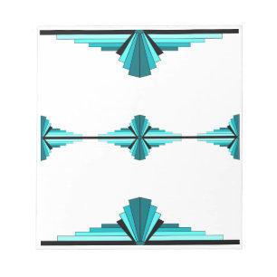 Art Deco-Elemente in Blaugrün Notizblock