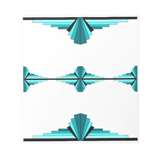 Art Deco-Elemente in Blaugrün Notizblock (Vorderseite)