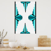 Art Deco-Elemente in Blaugrün Poster (Küche)