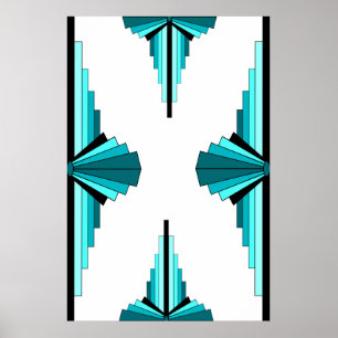 Art Deco-Elemente in Blaugrün Poster