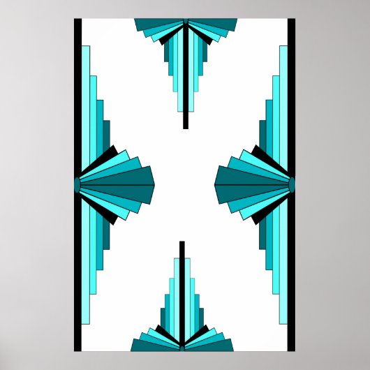 Art Deco-Elemente in Blaugrün Poster (Vorne)