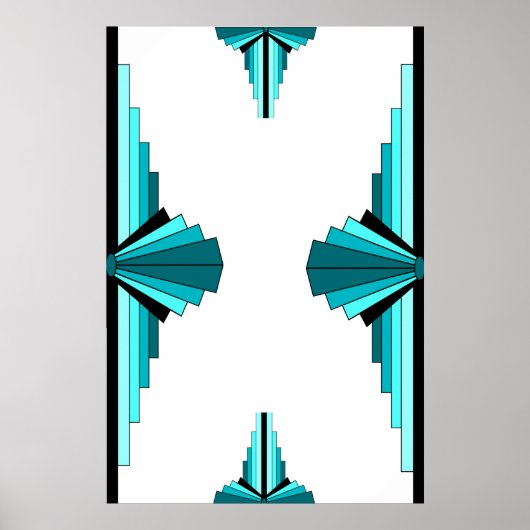 Art Deco-Elemente in Blaugrün Poster (Vorne)