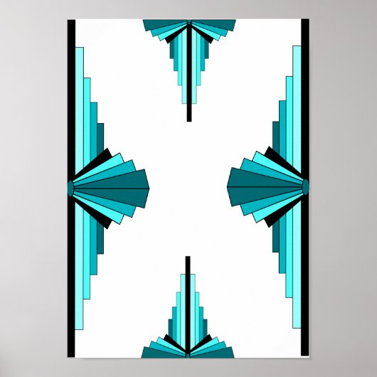 Art Deco-Elemente in Blaugrün Poster (Vorne)