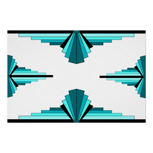 Art Deco-Elemente in Blaugrün Poster (Vorderseite)