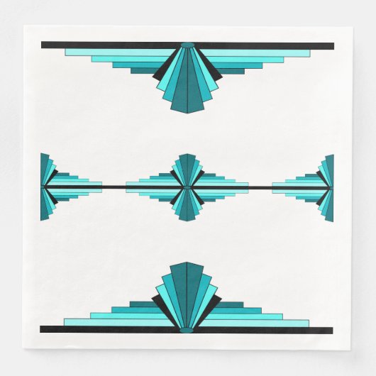 Art Deco-Elemente in Blaugrün Serviette (Vorderseite)