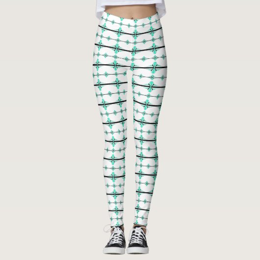 Art Deco-Elemente in Hellgrün Leggings (Vorderseite)