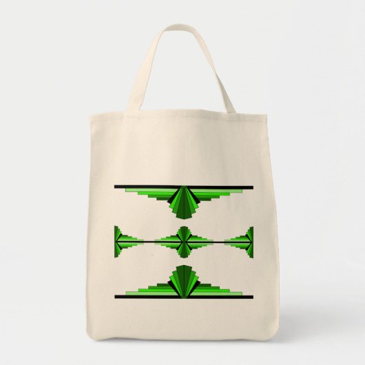 Art Deco-Elemente in tiefem Grün Tragetasche (Vorne)