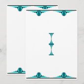 Art deco elements in teal green menu menükarte (Vorne/Hinten)