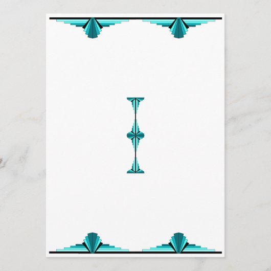 Art deco elements in teal green menu menükarte (Vorderseite)