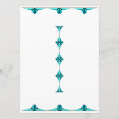 Art deco elements in teal green menu menükarte (Rückseite)