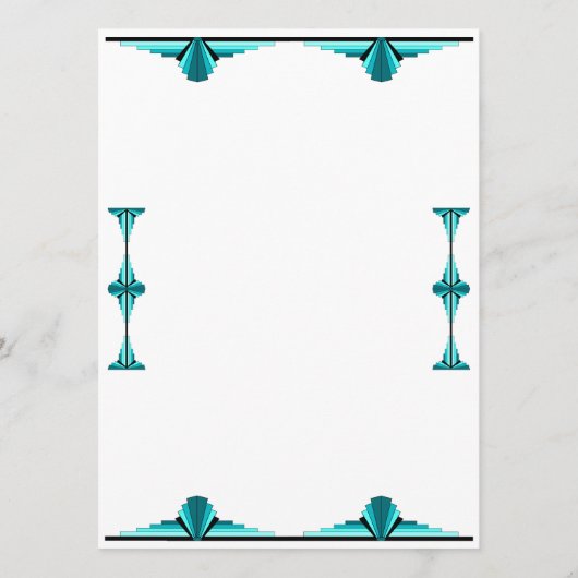 Art deco elements in teal green menükarte (Rückseite)