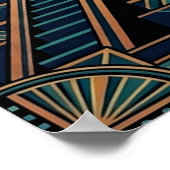 Art Deco Elephant Pyramid Golden Sunset Poster (Ecke)