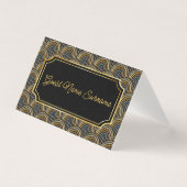Art Deco Embroidered-Style Folded Table Name Card (Vorderseite)