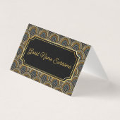 Art Deco Embroidered-Style Folded Table Name Card (Rückseite)