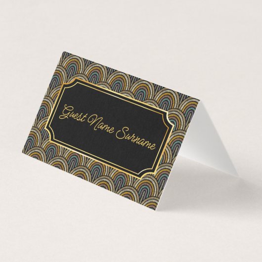 Art Deco Embroidered-Style Folded Table Name Card (Rückseite)