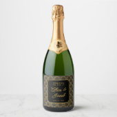 Art Deco Embroidered-Style Wedding Champagne Schaumweinetikett (Vorderseite)